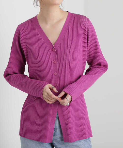 N.（N. Natural Beauty Basic）（エヌエヌナチュラルビューティーベーシック）の「◆ワイドリブボタンニットカーディガン（カーディガン/ボレロ・レディース・チャコール/オフホワイト/ピンク・MEDIUM）」の21枚目の写真