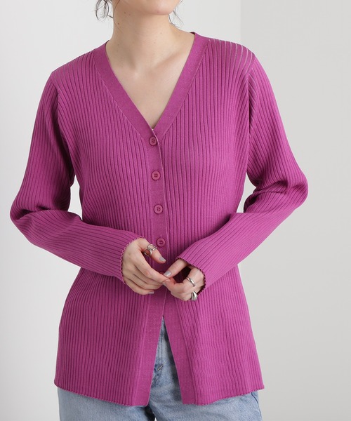 N.（N. Natural Beauty Basic）（エヌエヌナチュラルビューティーベーシック）の「◆ワイドリブボタンニットカーディガン（カーディガン/ボレロ・レディース・チャコール/オフホワイト/ピンク・MEDIUM）」の16枚目の写真