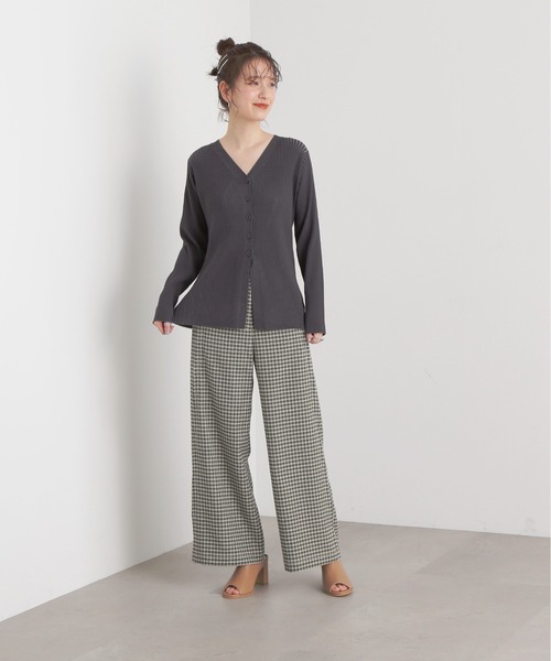 N.（N. Natural Beauty Basic）（エヌエヌナチュラルビューティーベーシック）の「◆ワイドリブボタンニットカーディガン（カーディガン/ボレロ・レディース・チャコール/オフホワイト/ピンク・MEDIUM）」の10枚目の写真