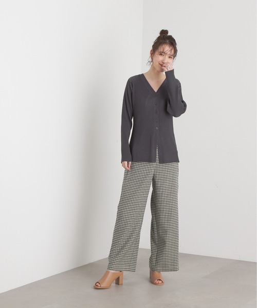 N.（N. Natural Beauty Basic）（エヌエヌナチュラルビューティーベーシック）の「◆ワイドリブボタンニットカーディガン（カーディガン/ボレロ・レディース・チャコール/オフホワイト/ピンク・MEDIUM）」の11枚目の写真