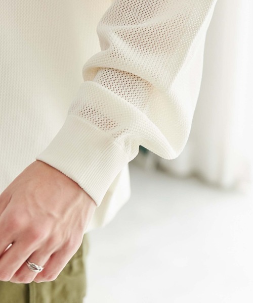 WEGO（ウィゴー）の「WEGO/メッシュカーディガン（カーディガン/ボレロ・メンズ・オフホワイト/ブラック/グレー・MEDIUM/LARGE）」の10枚目の写真