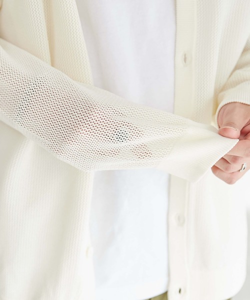 WEGO（ウィゴー）の「WEGO/メッシュカーディガン（カーディガン/ボレロ・メンズ・オフホワイト/ブラック/グレー・MEDIUM/LARGE）」の11枚目の写真