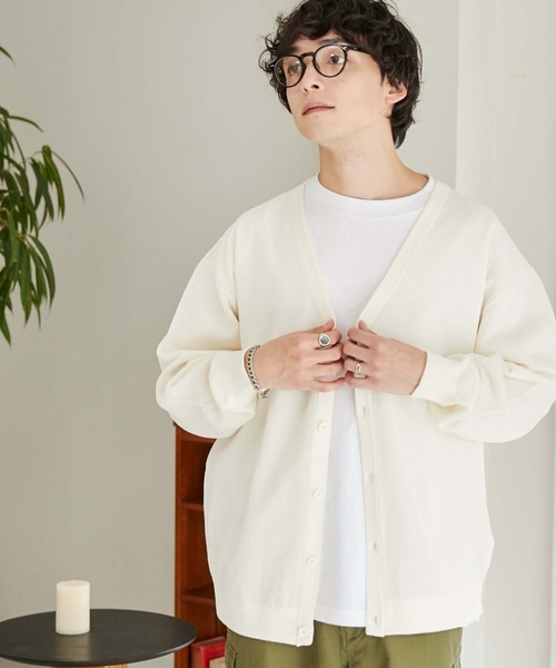 WEGO（ウィゴー）の「WEGO/メッシュカーディガン（カーディガン/ボレロ・メンズ・オフホワイト/ブラック/グレー・MEDIUM/LARGE）」の13枚目の写真