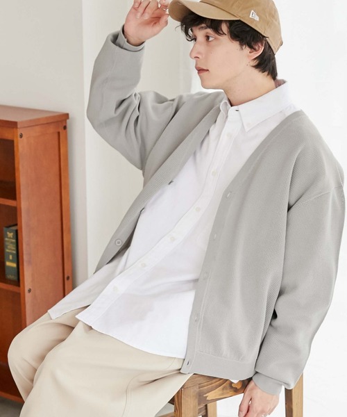 WEGO（ウィゴー）の「WEGO/メッシュカーディガン（カーディガン/ボレロ・メンズ・オフホワイト/ブラック/グレー・MEDIUM/LARGE）」の18枚目の写真