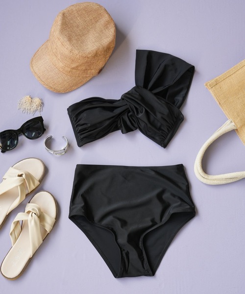 IAMUSE（アイアミューズ）の「ワンショルダーリボン風ビキニ/水着セット S0920【IAMUSE】（水着・レディース・アイボリー/ブラック・M/S）」の6枚目の写真