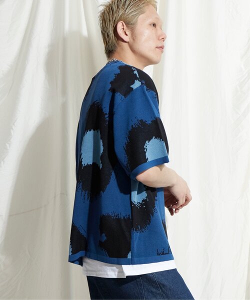 【セール】フラワーペイントニットＴシャツ 総柄/サマーニット/ニットソー（Tシャツ/カットソー）｜NO NEED（ノーニード）