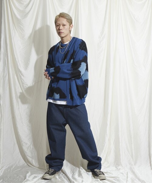 【セール】フラワーペイントニットＴシャツ 総柄/サマーニット/ニットソー（Tシャツ/カットソー）｜NO NEED（ノーニード）