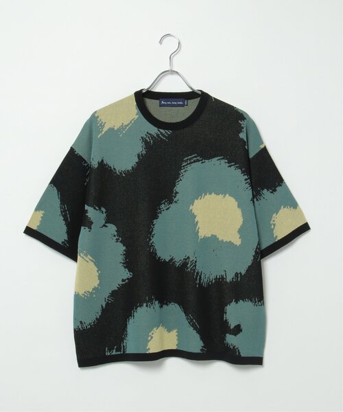 【セール】フラワーペイントニットＴシャツ 総柄/サマーニット/ニットソー（Tシャツ/カットソー）｜NO NEED（ノーニード）