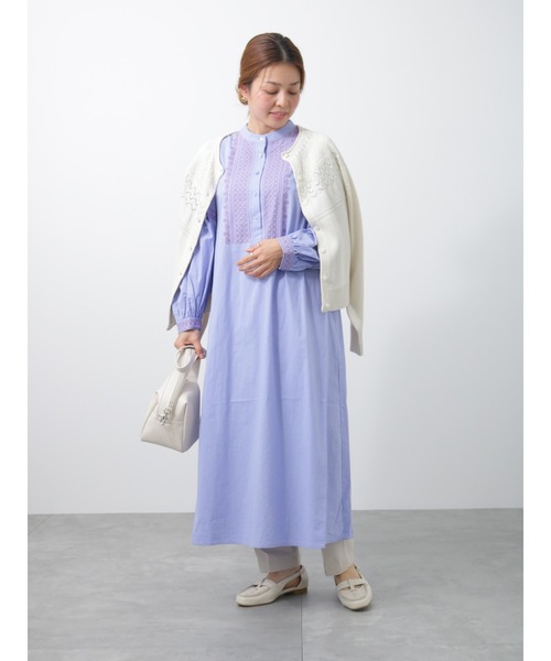 Lugnoncure（ルノンキュール）の「刺繍ワンピース（ワンピース・レディース・サックスブルー/オフホワイト/ブラック・ﾌﾘ-）」の3枚目の写真