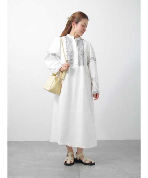 Lugnoncure（ルノンキュール）の「刺繍ワンピース（ワンピース・レディース・サックスブルー/オフホワイト/ブラック・ﾌﾘ-）」の5枚目の写真