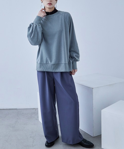 Fashion Letter(ファッションレター)の「バルーン袖 裏毛スウェット プルオーバー(スウェット・レディース・ブラック/カーキ/ブルー/アイボリー・M)」の4枚目の写真