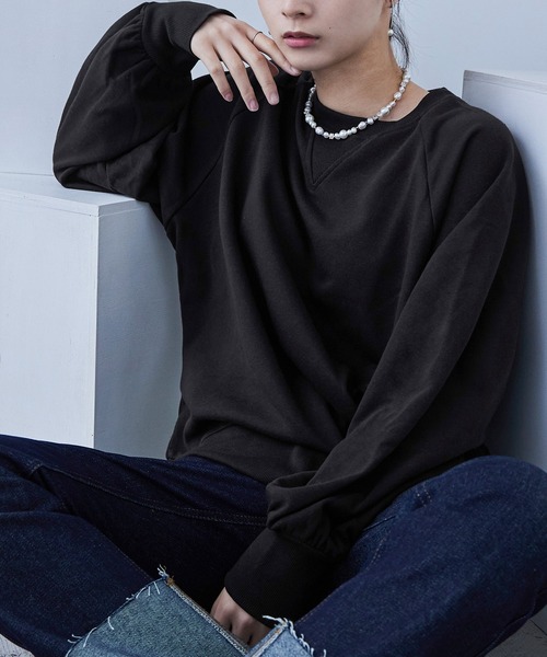Fashion Letter(ファッションレター)の「バルーン袖 裏毛スウェット プルオーバー(スウェット・レディース・ブラック/カーキ/ブルー/アイボリー・M)」の2枚目の写真
