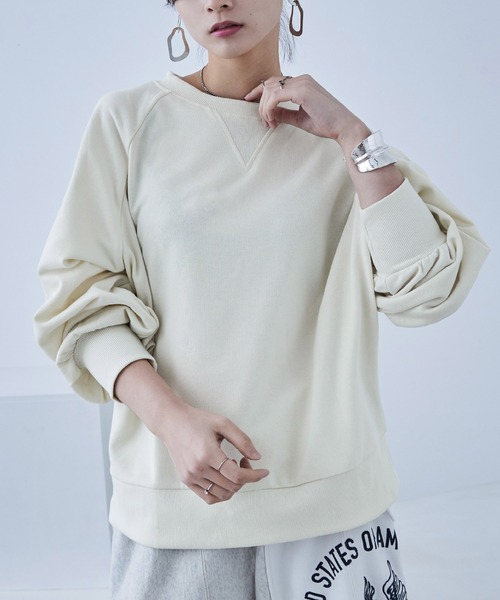 Fashion Letter(ファッションレター)の「バルーン袖 裏毛スウェット プルオーバー(スウェット・レディース・ブラック/カーキ/ブルー/アイボリー・M)」の9枚目の写真