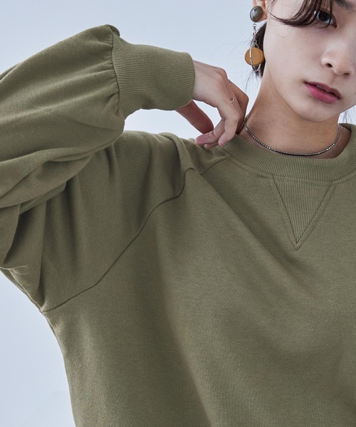 Fashion Letter(ファッションレター)の「バルーン袖 裏毛スウェット プルオーバー(スウェット・レディース・ブラック/カーキ/ブルー/アイボリー・M)」の14枚目の写真