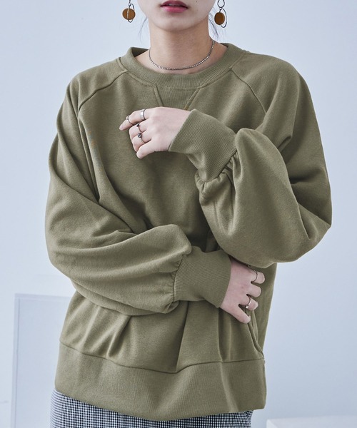 Fashion Letter(ファッションレター)の「バルーン袖 裏毛スウェット プルオーバー(スウェット・レディース・ブラック/カーキ/ブルー/アイボリー・M)」の19枚目の写真