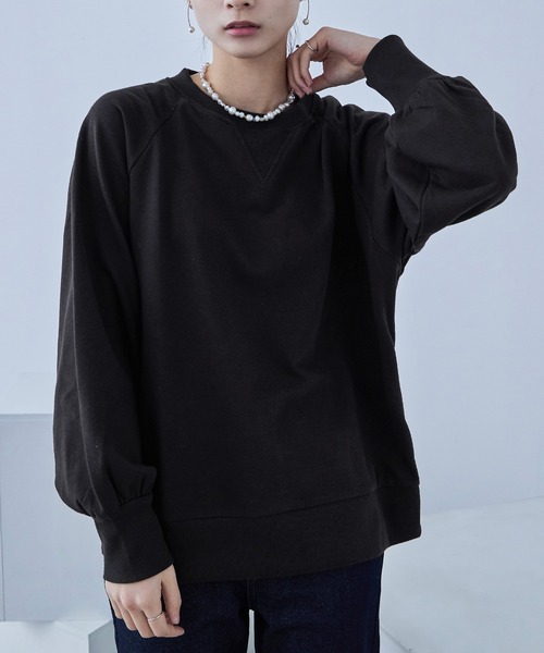 Fashion Letter(ファッションレター)の「バルーン袖 裏毛スウェット プルオーバー(スウェット・レディース・ブラック/カーキ/ブルー/アイボリー・M)」の15枚目の写真