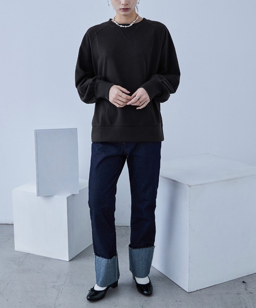 Fashion Letter(ファッションレター)の「バルーン袖 裏毛スウェット プルオーバー(スウェット・レディース・ブラック/カーキ/ブルー/アイボリー・M)」の7枚目の写真