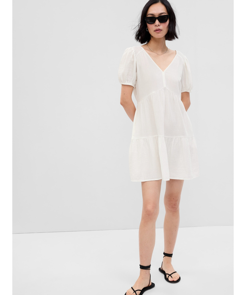 GAP（ギャップ）の「クリンクルガーゼ 袖コンシャス ティアード