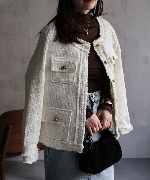 ほぼ未使用✨️23AW　エーピーストゥディオ　カラーレスジャケットコート　38 極美品 23AW エーピーストゥディオ カラーレスジャケットコート