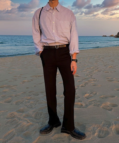 ASCLO（エジュクロ）の「【THE KLOBAL STAGE 韓国アイドル着用】ASCLO Mac Semi Wide Slacks（スラックス・メンズ・ブラック・SMALL/MEDIUM/LARGE）」の6枚目の写真