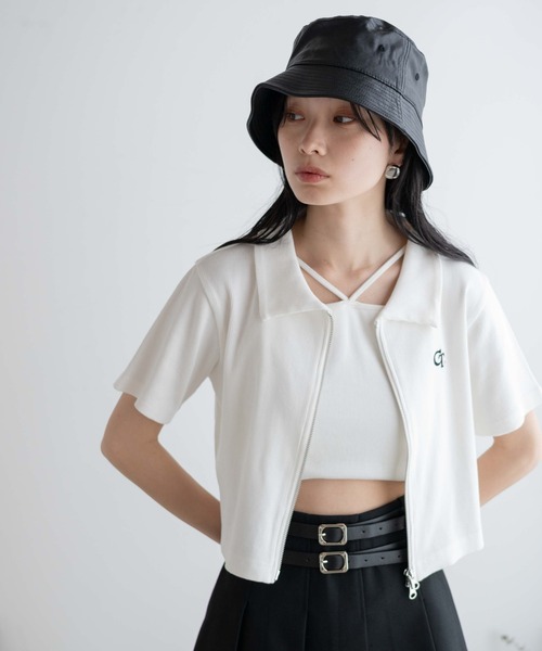 WEGO(ウィゴー)の「WEGO/ダブルZIPワンポイントリブT(Tシャツ/カットソー・レディース・ブルー/ブラック/ホワイト/ブラック系その他/グリーン/ホワイト系その他/オレンジ・FREE)」の2枚目の写真