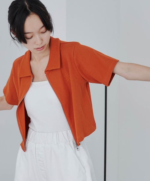 WEGO(ウィゴー)の「WEGO/ダブルZIPワンポイントリブT(Tシャツ/カットソー・レディース・ブルー/ブラック/ホワイト/ブラック系その他/グリーン/ホワイト系その他/オレンジ・FREE)」の1枚目の写真