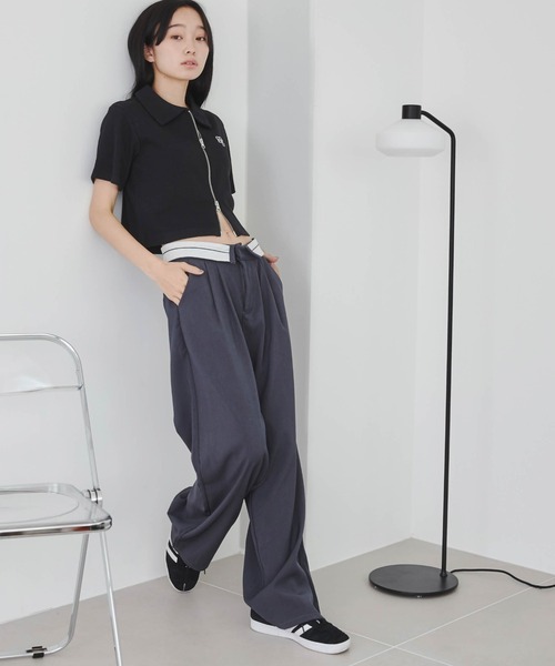 WEGO(ウィゴー)の「WEGO/ダブルZIPワンポイントリブT(Tシャツ/カットソー・レディース・ブルー/ブラック/ホワイト/ブラック系その他/グリーン/ホワイト系その他/オレンジ・FREE)」の9枚目の写真