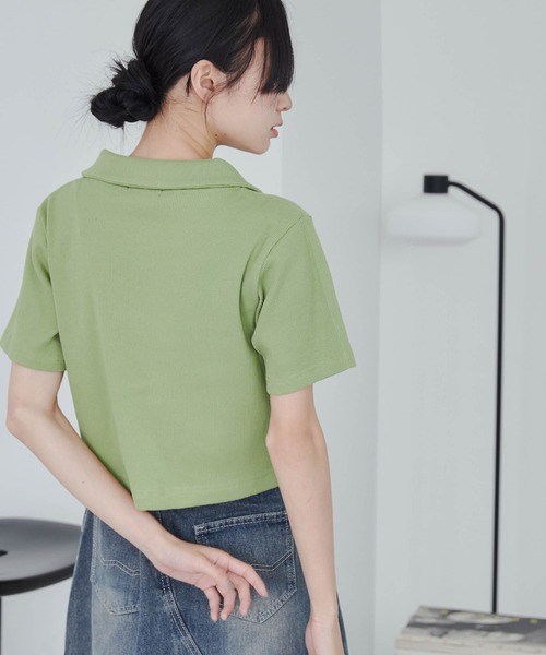 WEGO(ウィゴー)の「WEGO/ダブルZIPワンポイントリブT(Tシャツ/カットソー・レディース・ブルー/ブラック/ホワイト/ブラック系その他/グリーン/ホワイト系その他/オレンジ・FREE)」の18枚目の写真