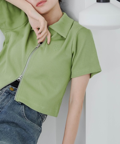 WEGO(ウィゴー)の「WEGO/ダブルZIPワンポイントリブT(Tシャツ/カットソー・レディース・ブルー/ブラック/ホワイト/ブラック系その他/グリーン/ホワイト系その他/オレンジ・FREE)」の19枚目の写真