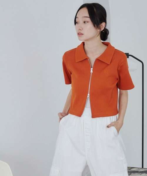 WEGO(ウィゴー)の「WEGO/ダブルZIPワンポイントリブT(Tシャツ/カットソー・レディース・ブルー/ブラック/ホワイト/ブラック系その他/グリーン/ホワイト系その他/オレンジ・FREE)」の21枚目の写真