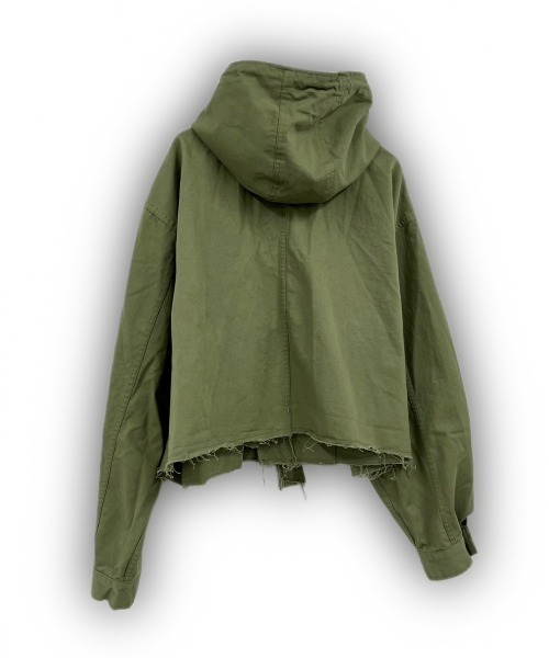XU（エックスユー）の「ストリートファッション XU エックスユー crop hood zip jacket ジップアップジャケット オーバーサイズジャケット フードジャケット（ミリタリージャケット・メンズ・ブラック/カーキ・ONE SIZE）」の9枚目の写真