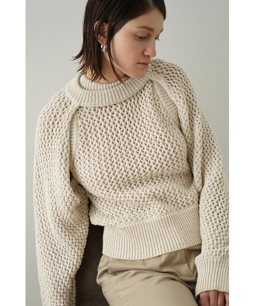 美品　CLANE ボレロ セットアップ メッシュ ニット トップス　２枚セット クラネ CLANE BOLERO SET UP MESH KNIT TOPS （BEIGE