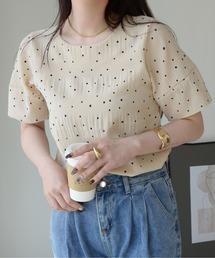 ibeul_ | ドットプリントシャーリング生地半袖ブラウス(Tシャツ/カットソー)