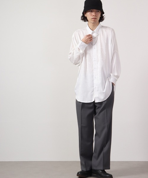 REGIEVO(レジエボ)の「Loose jacquard long sleeve shirt with chain / チェーン付き ルーズ ジャガード 長袖シャツ(シャツ/ブラウス・メンズ・ブラック/オフホワイト・L/M)」の10枚目の写真