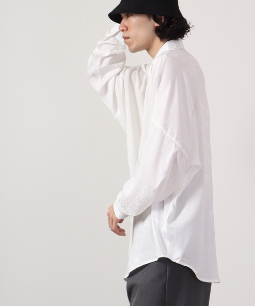 REGIEVO(レジエボ)の「Loose jacquard long sleeve shirt with chain / チェーン付き ルーズ ジャガード 長袖シャツ(シャツ/ブラウス・メンズ・ブラック/オフホワイト・L/M)」の6枚目の写真
