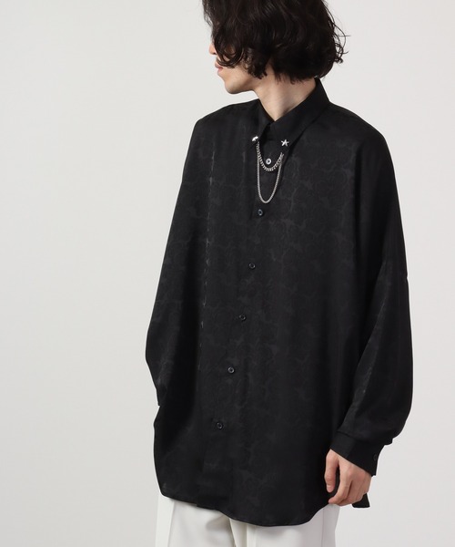 REGIEVO(レジエボ)の「Loose jacquard long sleeve shirt with chain / チェーン付き ルーズ ジャガード 長袖シャツ(シャツ/ブラウス・メンズ・ブラック/オフホワイト・L/M)」の20枚目の写真