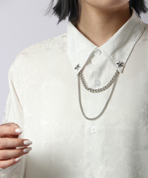 REGIEVO(レジエボ)の「Loose jacquard long sleeve shirt with chain / チェーン付き ルーズ ジャガード 長袖シャツ(シャツ/ブラウス・メンズ・ブラック/オフホワイト・L/M)」の18枚目の写真