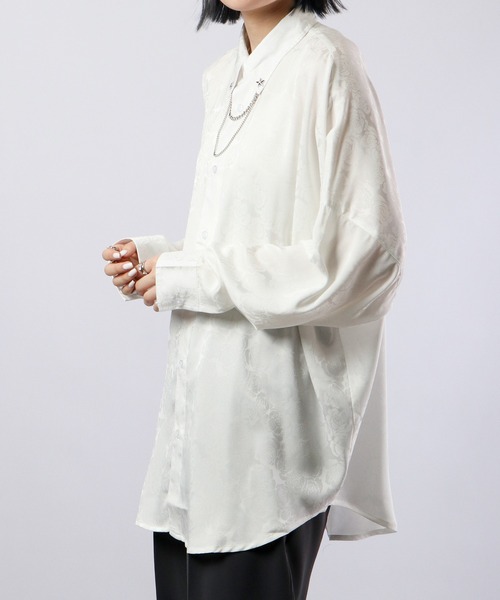 REGIEVO(レジエボ)の「Loose jacquard long sleeve shirt with chain / チェーン付き ルーズ ジャガード 長袖シャツ(シャツ/ブラウス・メンズ・ブラック/オフホワイト・L/M)」の13枚目の写真