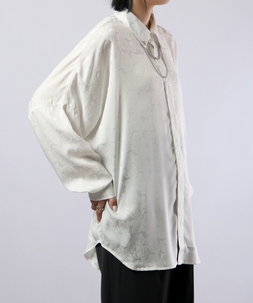 REGIEVO(レジエボ)の「Loose jacquard long sleeve shirt with chain / チェーン付き ルーズ ジャガード 長袖シャツ(シャツ/ブラウス・メンズ・ブラック/オフホワイト・L/M)」の14枚目の写真