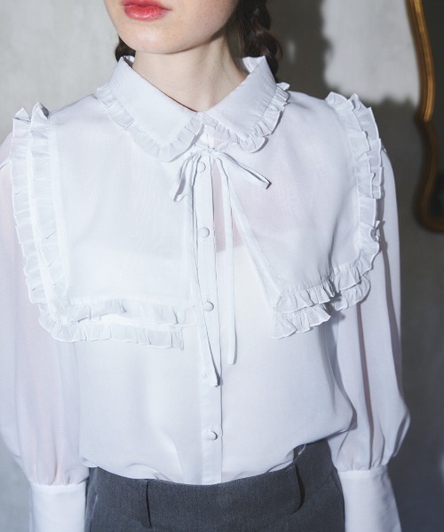 MIRO AMURETTE（ミロアミュレット）の「square collar chiffon blouse/シフォンブラウス（シャツ/ブラウス・レディース・ホワイト/ブラック・FREE）」の7枚目の写真
