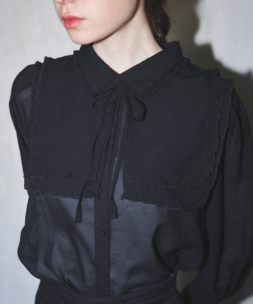 MIRO AMURETTE（ミロアミュレット）の「square collar chiffon blouse/シフォンブラウス（シャツ/ブラウス・レディース・ホワイト/ブラック・FREE）」の4枚目の写真