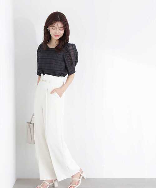 PROPORTION BODY DRESSING（プロポーションボディドレッシング）の「シアーチェックブラウス / 1213110503（シャツ/ブラウス・レディース・ブラック/ブラウン/グレー・SMALL/MEDIUM）」の4枚目の写真