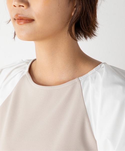 MILLION CARATS(ミリオンカラッツ)の「“きれいめ”と“カジュアル”の絶妙なバランスで、大人のリラクシースタイルを導く袖切替ジョーゼットカットワンピース(ワンピース・レディース・オフホワイト/ベージュ/ブラック・FREE)」の20枚目の写真