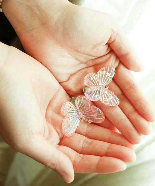 刺繍オーガンジー♡ちょうちょ ベビーヘアクリップ