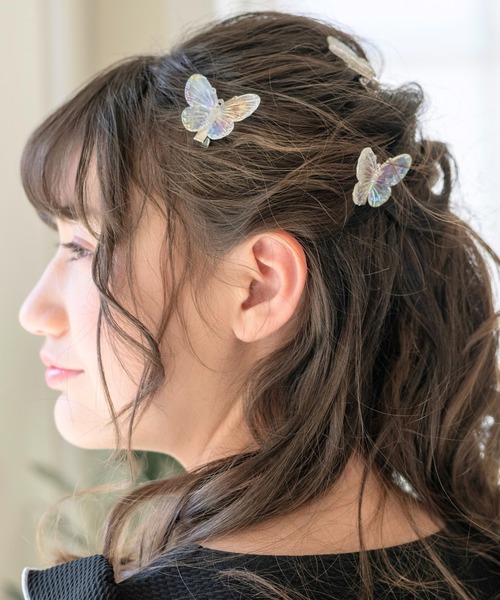 Catherine Cottage（キャサリンコテージ）の「【ZOZO限定】オーロラちょうちょクリップ5個セット（バレッタ/ヘアクリップ・キッズ・ピンク/クリア・FREE）」の9枚目の写真
