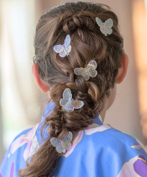 Catherine Cottage（キャサリンコテージ）の「【ZOZO限定】オーロラちょうちょクリップ5個セット（バレッタ/ヘアクリップ・キッズ・ピンク/クリア・FREE）」の11枚目の写真