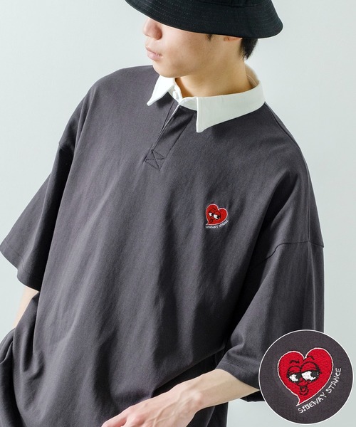 SIDEWAY STANCE（サイドウェイスタンス）の「【SIDEWAY STANCE】USコットン ワンポイント 刺繍 半袖ラガーシャツ（ポロシャツ・メンズ・グリーン系その他/ブラック系その他2/グレー系その他/グリーン/ブルー系その他/グリーン系その他3/ベージュ系その他2/ブラック系その他3/ブルー/ベージュ/ブラック/ブラック系その他/ベージュ系その他3/グリーン系その他2/ベージュ系その他/グレー・MEDIUM/X-LARGE/LARGE）」の6枚目の写真