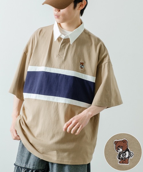 SIDEWAY STANCE（サイドウェイスタンス）の「【SIDEWAY STANCE】USコットン ワンポイント 刺繍 半袖ラガーシャツ（ポロシャツ・メンズ・グリーン系その他/ブラック系その他2/グレー系その他/グリーン/ブルー系その他/グリーン系その他3/ベージュ系その他2/ブラック系その他3/ブルー/ベージュ/ブラック/ブラック系その他/ベージュ系その他3/グリーン系その他2/ベージュ系その他/グレー・MEDIUM/X-LARGE/LARGE）」の11枚目の写真