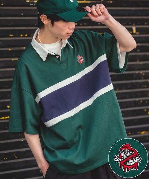 SIDEWAY STANCE（サイドウェイスタンス）の「【SIDEWAY STANCE】USコットン ワンポイント 刺繍 半袖ラガーシャツ（ポロシャツ・メンズ・グリーン系その他/ブラック系その他2/グレー系その他/グリーン/ブルー系その他/グリーン系その他3/ベージュ系その他2/ブラック系その他3/ブルー/ベージュ/ブラック/ブラック系その他/ベージュ系その他3/グリーン系その他2/ベージュ系その他/グレー・MEDIUM/X-LARGE/LARGE）」の13枚目の写真