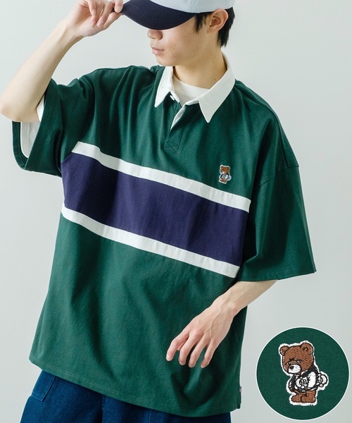 SIDEWAY STANCE（サイドウェイスタンス）の「【SIDEWAY STANCE】USコットン ワンポイント 刺繍 半袖ラガーシャツ（ポロシャツ・メンズ・グリーン系その他/ブラック系その他2/グレー系その他/グリーン/ブルー系その他/グリーン系その他3/ベージュ系その他2/ブラック系その他3/ブルー/ベージュ/ブラック/ブラック系その他/ベージュ系その他3/グリーン系その他2/ベージュ系その他/グレー・MEDIUM/X-LARGE/LARGE）」の14枚目の写真